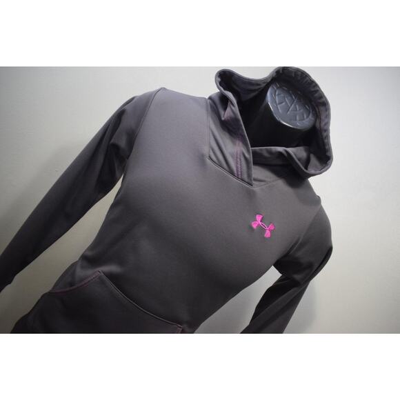 Under Armour Hoodie Gray Fleece Pullover Sweater Womens Size XS XSMALL - Picture 4 of 9